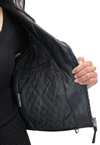 LC137 Ladies Vintage Traditional Motorcycle Jacket with Half Belt Inside View